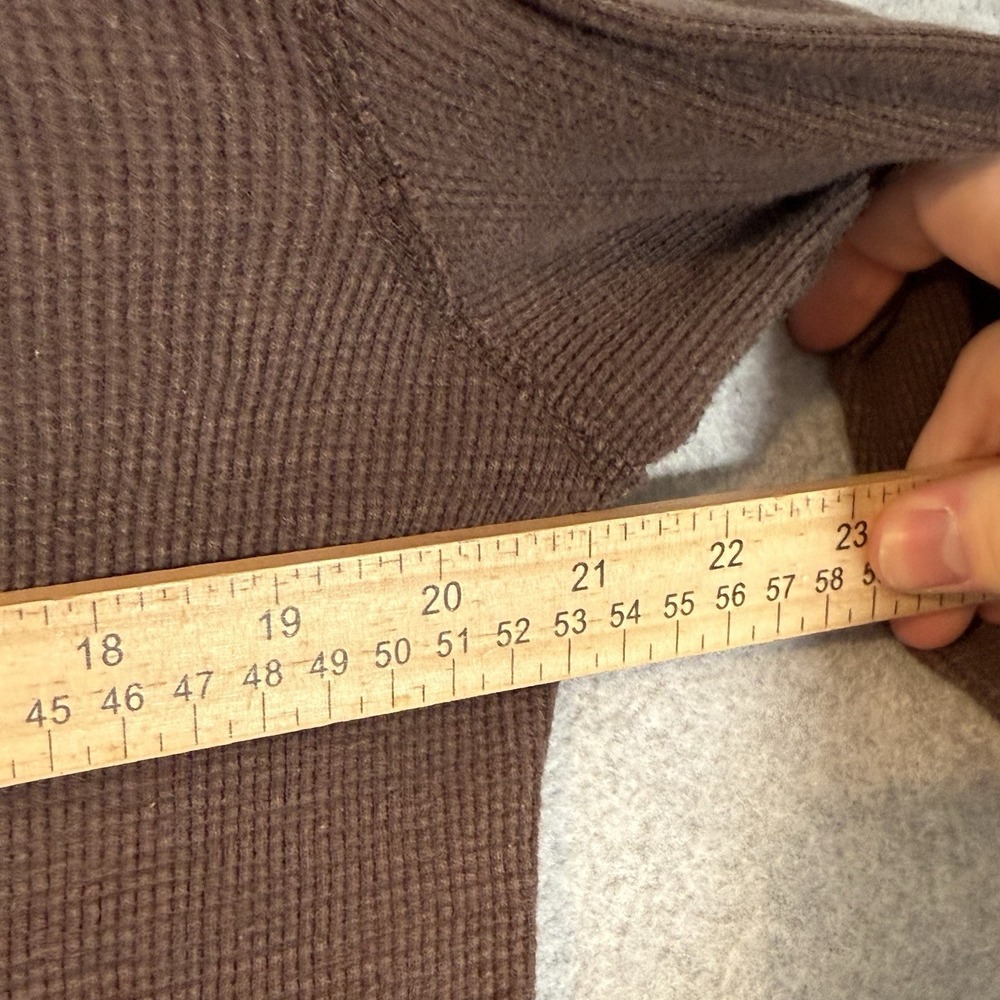 American Eagle Thermal Mens Medium Y2K Logo Long Sleeve Brown Shirt - Picture 4 of 7